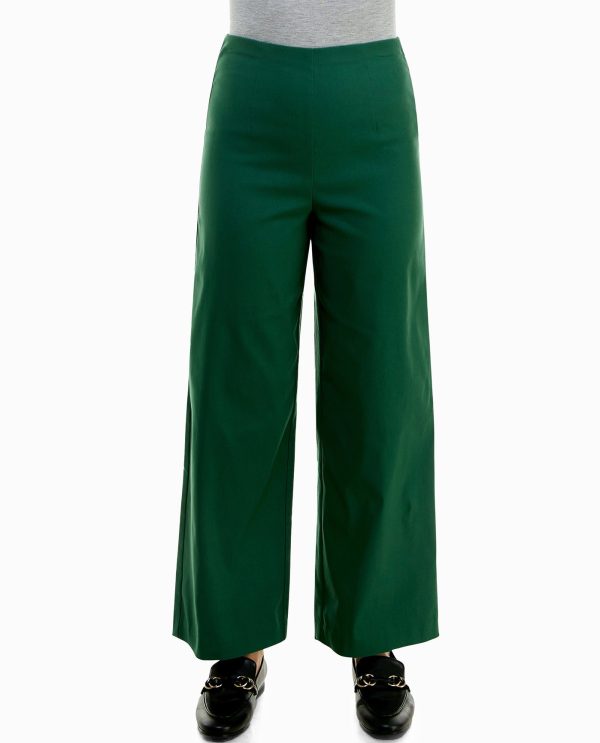 stretch zipper back wide leg pant