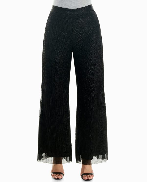 lurex pull on wide leg pant