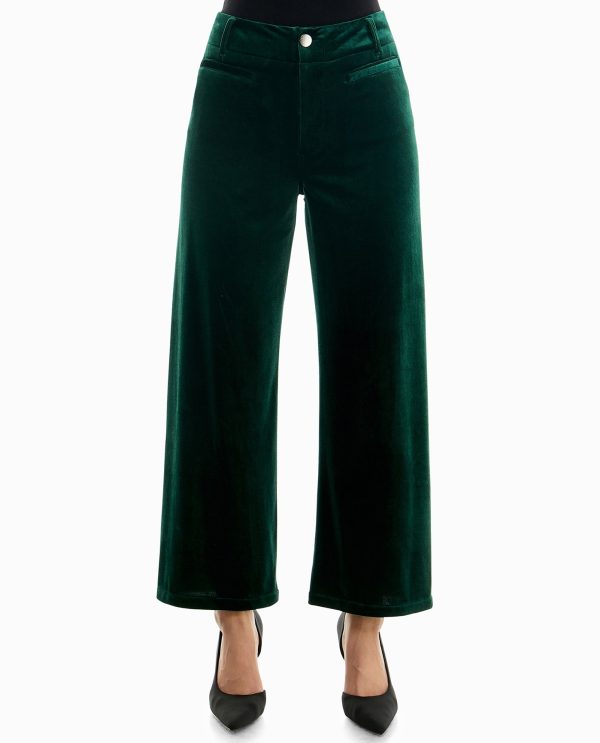 stretch velvet zipper front pant